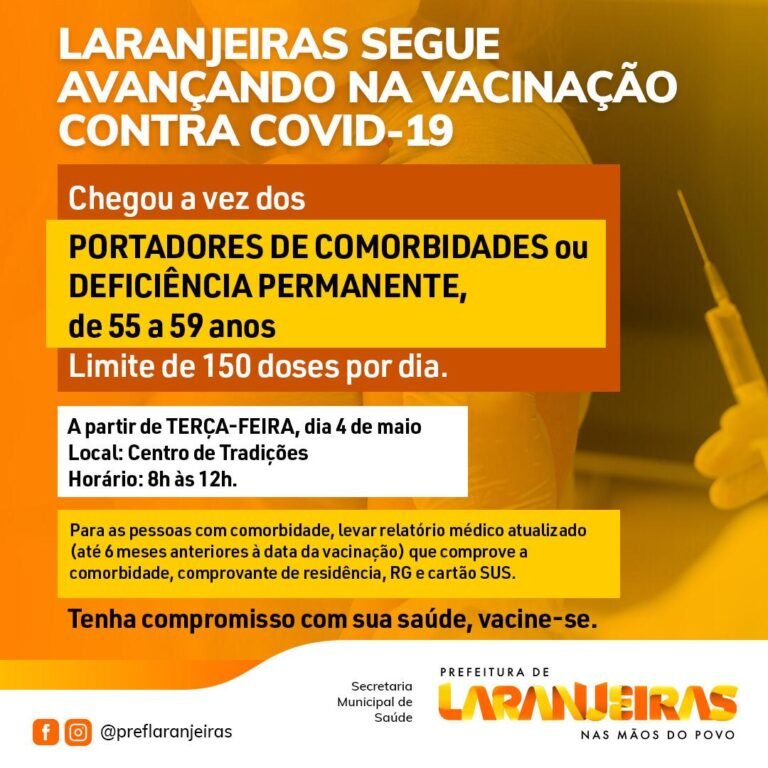 Laranjeiras avança na vacinação contra a COVID-19