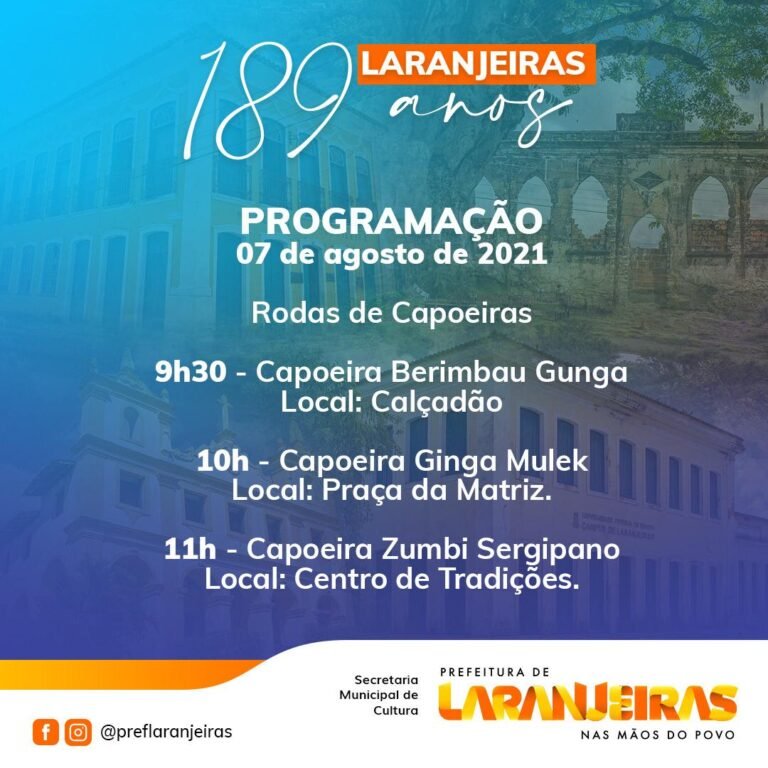 Prefeitura comemora 189 anos da Emancipação Política de Laranjeiras