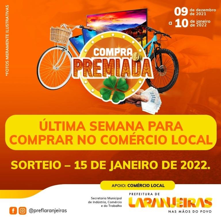 Campanha ‘Compra Premiada’ em Laranjeiras está na última semana