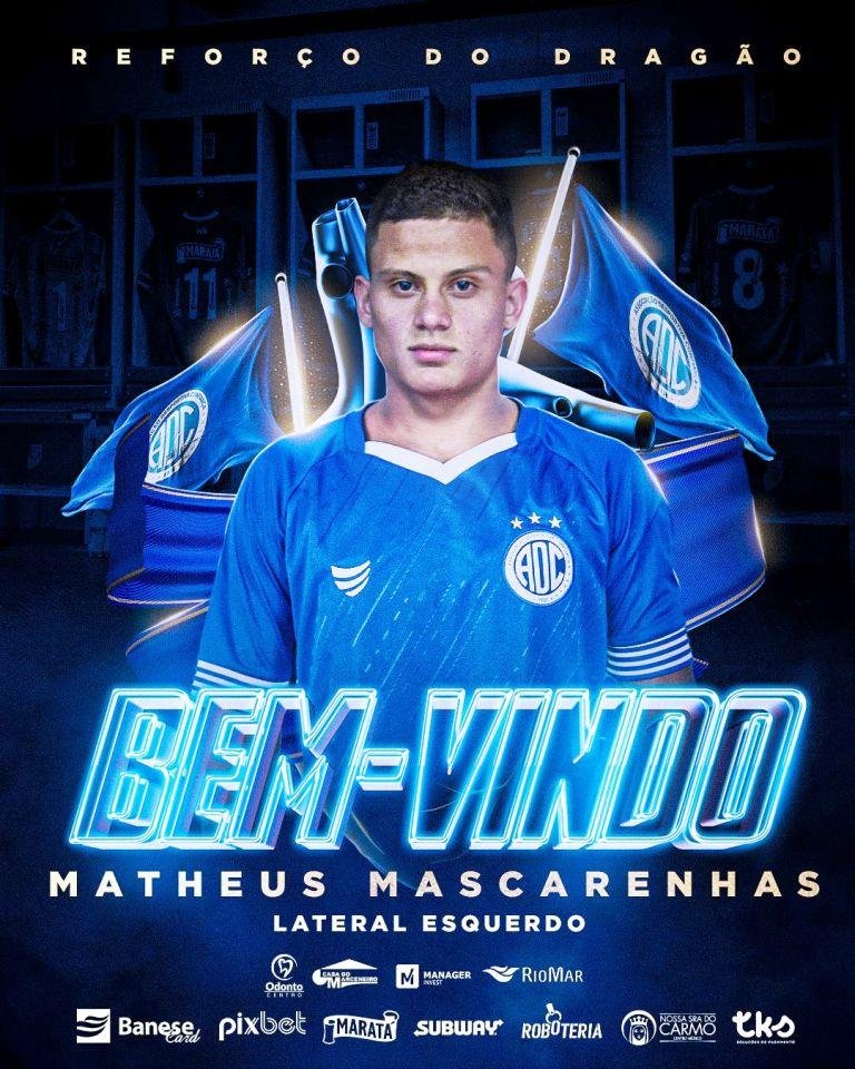 Confiança anuncia o lateral-esquerdo Matheus Mascarenhas