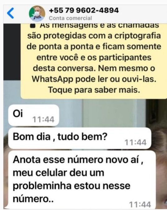 Imagem de Belivaldo é utilizada por criminosos para aplicar golpes via WhatsApp