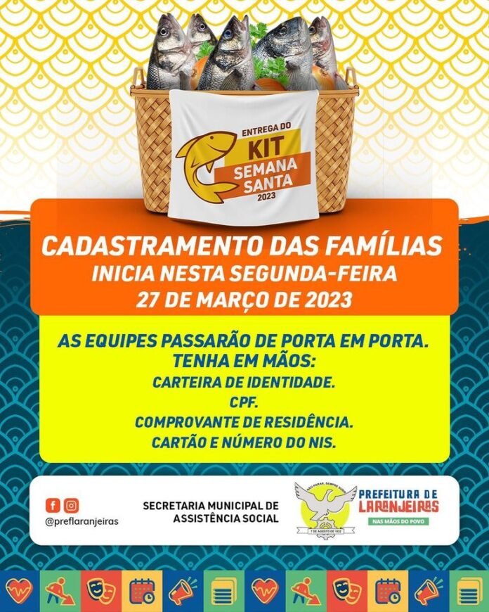 Prefeitura iniciou hoje (27) cadastramento para o Kit Semana Santa