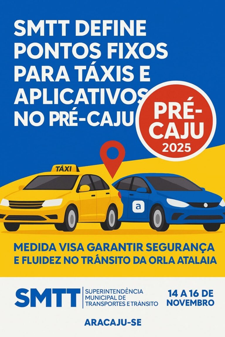 SMTT define pontos fixos de táxi e app no Pré-Caju 2025