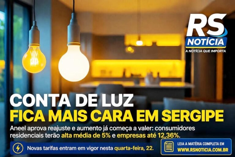 Conta de luz fica mais cara em Sergipe: Aneel aprova reajuste e aumento já começa a valer