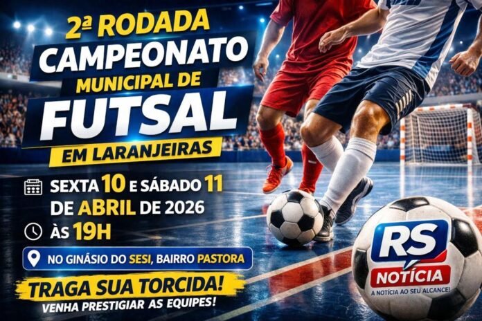 2ª rodada do Campeonato Municipal de Futsal acontece nesta sexta (10) e sábado (11) em Laranjeiras