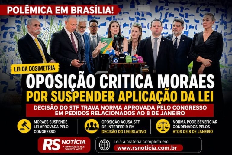 Oposição reage após Moraes suspender Lei da Dosimetria ligada ao 8 de Janeiro