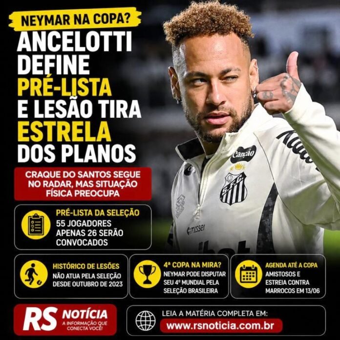 Neymar vira dúvida para a Copa após Ancelotti definir pré-lista da Seleção
