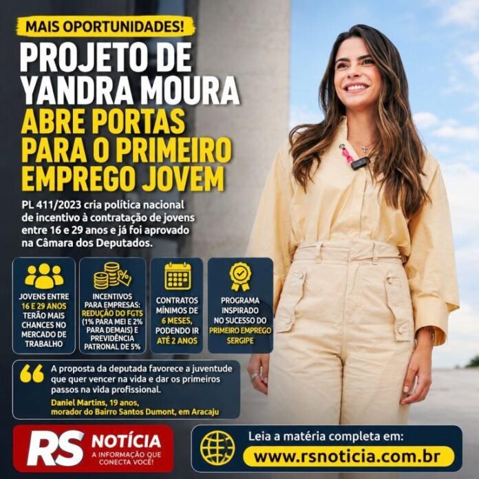 Yandra Moura aprova projeto que facilita primeiro emprego e anima jovens brasileiros