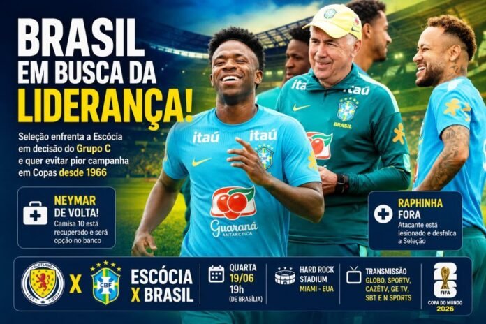 Brasil encara a Escócia para buscar liderança do Grupo C e evitar pior campanha em Copas desde 1966