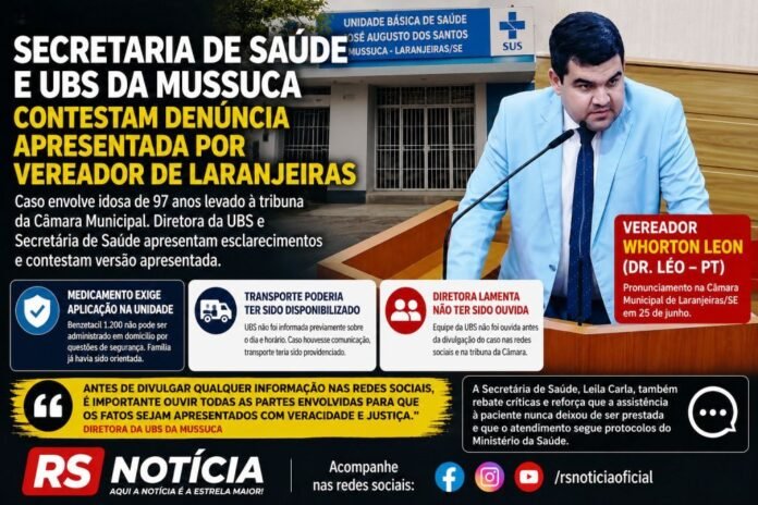 Secretaria de Saúde e Diretora da UBS da Mussuca contestam denúncia apresentada por vereador de Laranjeiras