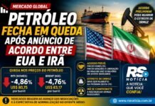 Acordo entre EUA e Irã derruba petróleo e mercado reage à possível reabertura do Estreito de Ormuz Acordo entre EUA e Irã derruba petróleo e mercado reage à possível reabertura do Estreito de Ormuz