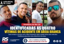 Tragédia na BR-235: identificadas as quatro vítimas fatais de grave acidente em Areia Branca Tragédia na BR-235: identificadas as quatro vítimas fatais de grave acidente em Areia Branca
