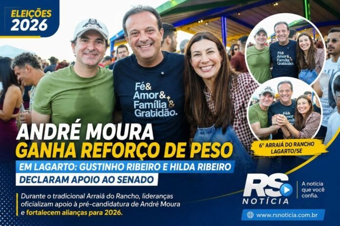 André Moura ganha reforço de peso em Lagarto: Gustinho Ribeiro e Hilda Ribeiro declaram apoio ao Senado
