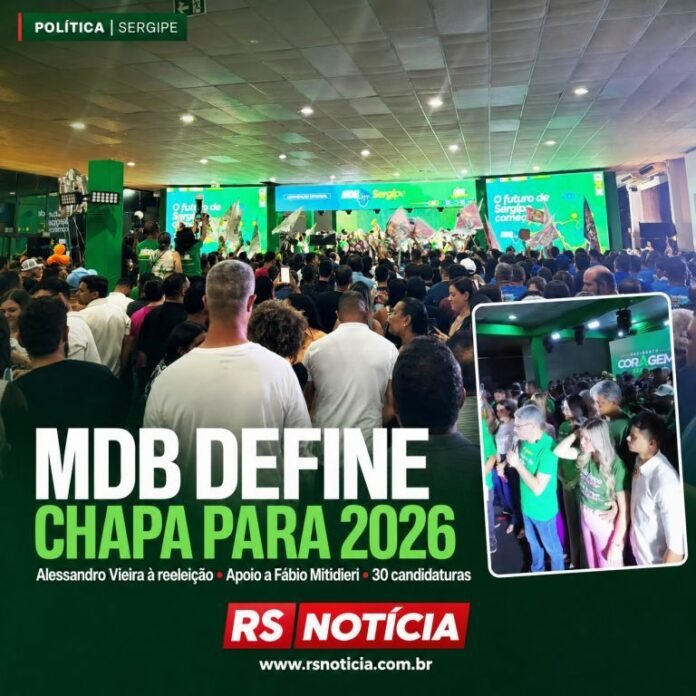 MDB oficializa Alessandro Vieira ao Senado, apoia Fábio Mitidieri e confirma 30 candidatos em Sergipe