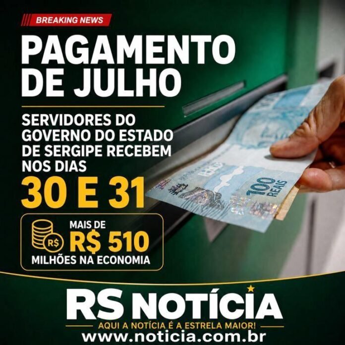 Pagamento de julho dos servidores do Governo do Estado começa dia 30; veja quem recebe primeiro