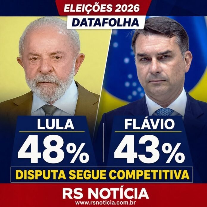 Datafolha: Lula lidera por 48% a 43%, mas Flávio Bolsonaro mantém disputa presidencial competitiva