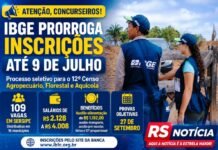 IBGE prorroga inscrições para processo seletivo com 109 vagas em Sergipe; prazo vai até 9 de julho IBGE prorroga inscrições para processo seletivo com 109 vagas em Sergipe; prazo vai até 9 de julho