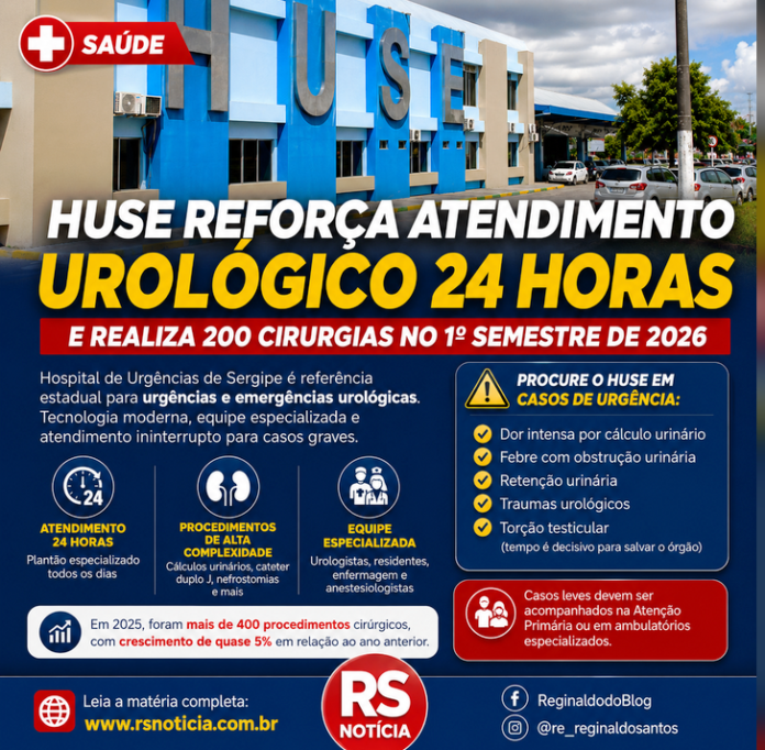 Huse reforça atendimento urológico 24 horas e amplia cirurgias de alta complexidade em Sergipe