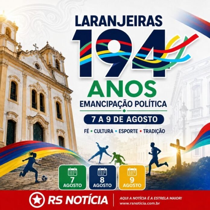 Laranjeiras celebra 194 anos com programação cívica, religiosa, cultural e esportiva