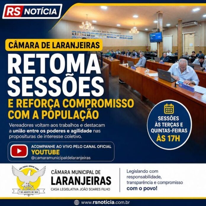Câmara de Laranjeiras retoma sessões do segundo semestre com foco em projetos para a população