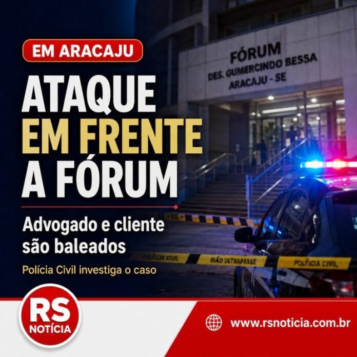 Ataque em frente a fórum deixa advogado e cliente baleados em Aracaju; suspeito fugiu a pé