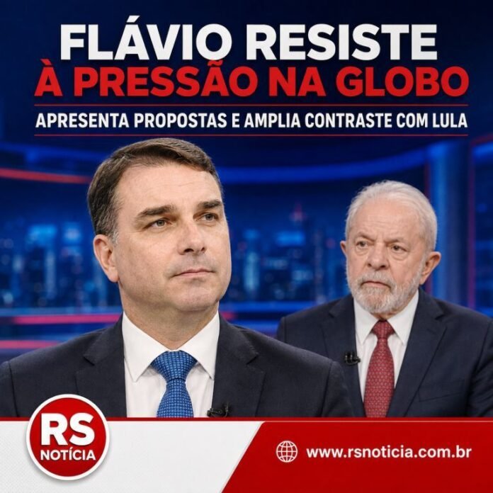 Flávio Bolsonaro resiste à pressão na Globo, apresenta propostas e amplia contraste com Lula