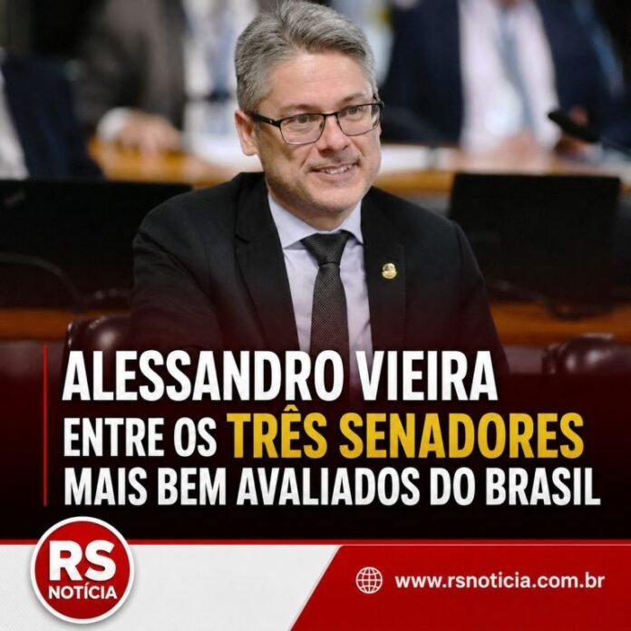 Alessandro Vieira fica entre os três senadores mais bem avaliados do Brasil