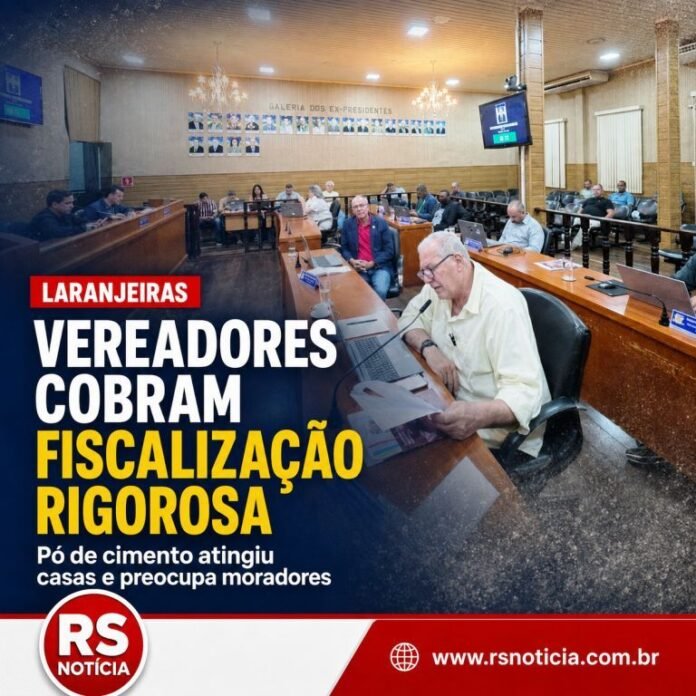 Pó de cimento cobre casas em Laranjeiras e vereadores cobram fiscalização rigorosa da Cimesa