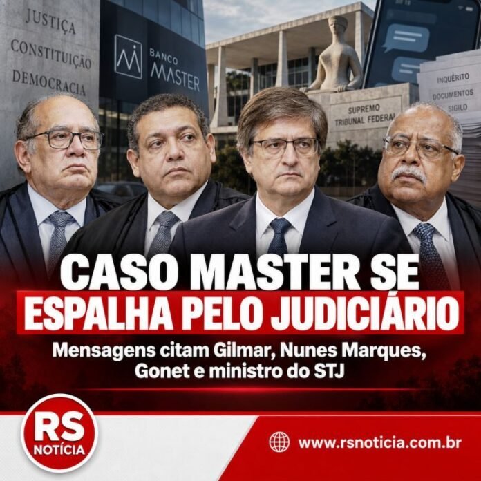 Caso Master se espalha pelo Judiciário: novas mensagens citam Gilmar, Nunes Marques, Gonet e ministro do STJ