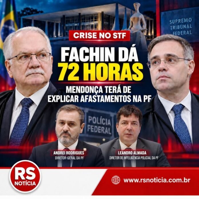 Fachin dá 72 horas para Mendonça explicar afastamentos na PF após reação da AGU