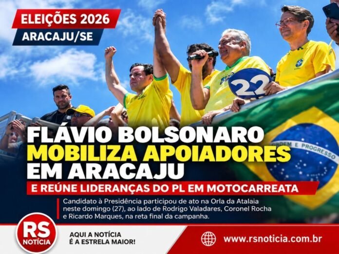 Flávio Bolsonaro mobiliza apoiadores em Aracaju e reúne lideranças do PL em motocarreata