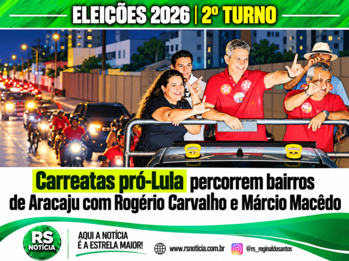 🚗📣 *Carreatas pró-Lula movimentam bairros de Aracaju!* Rogério Carvalho e Márcio Macêdo participaram das ações desta terça-feira (20). 📰 Veja os percursos e os detalhes no *RS NOTÍCIA*: 👉 www.rsnoticia.com.br