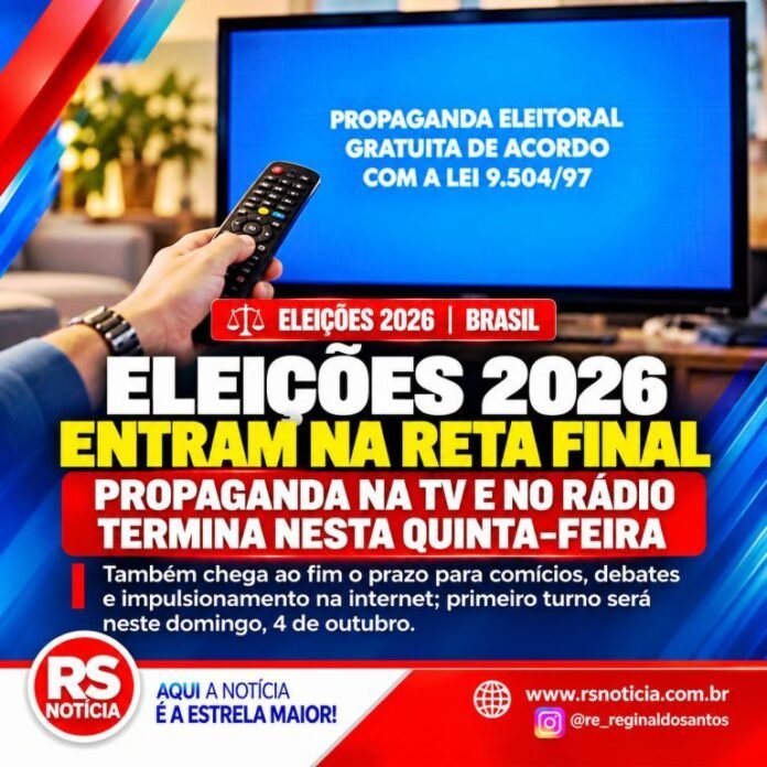 Eleições 2026 entram na reta final: propaganda na TV e no rádio termina nesta quinta-feira